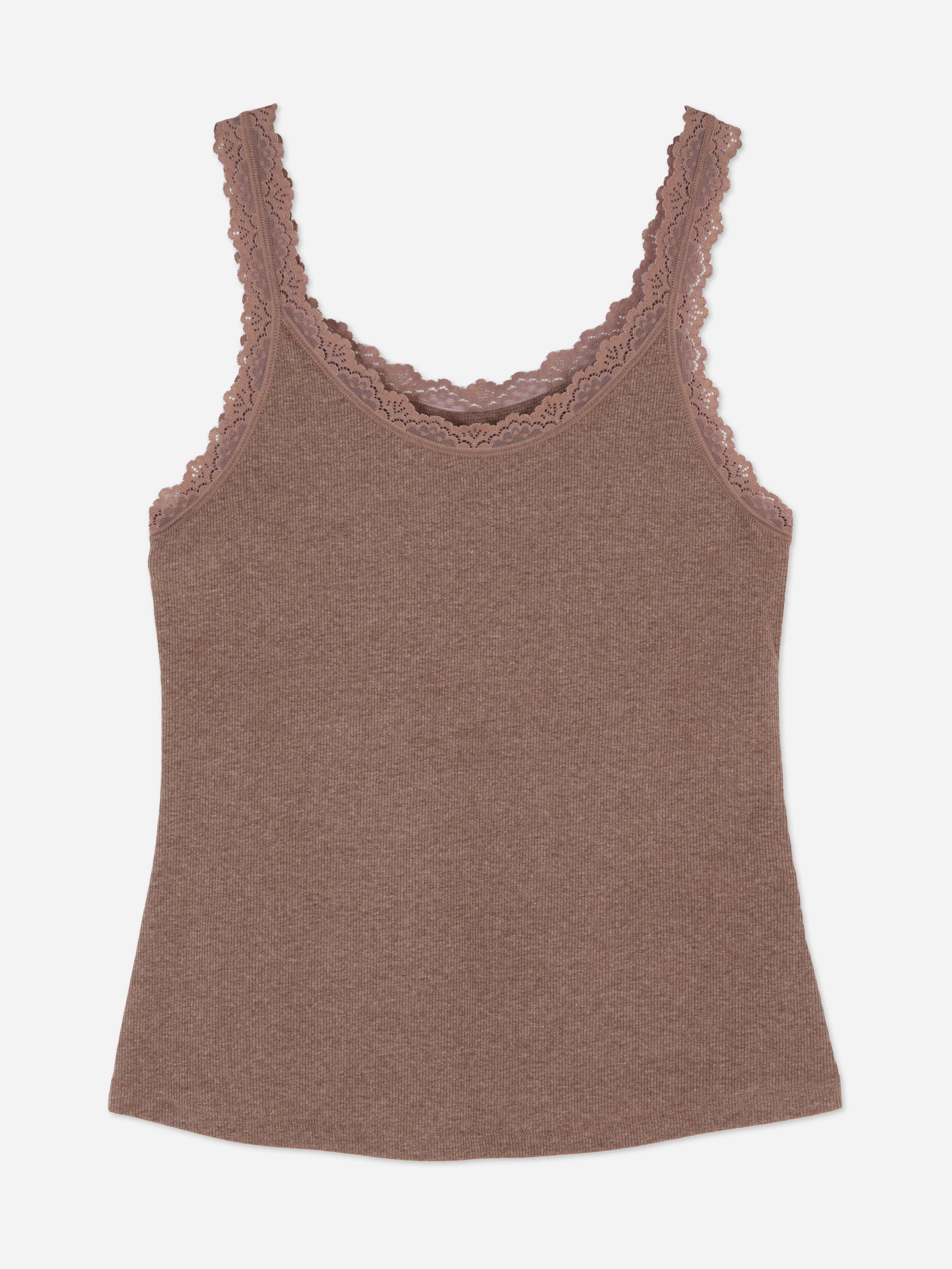 Camiseta de pijama sin mangas con ribetes de encaje