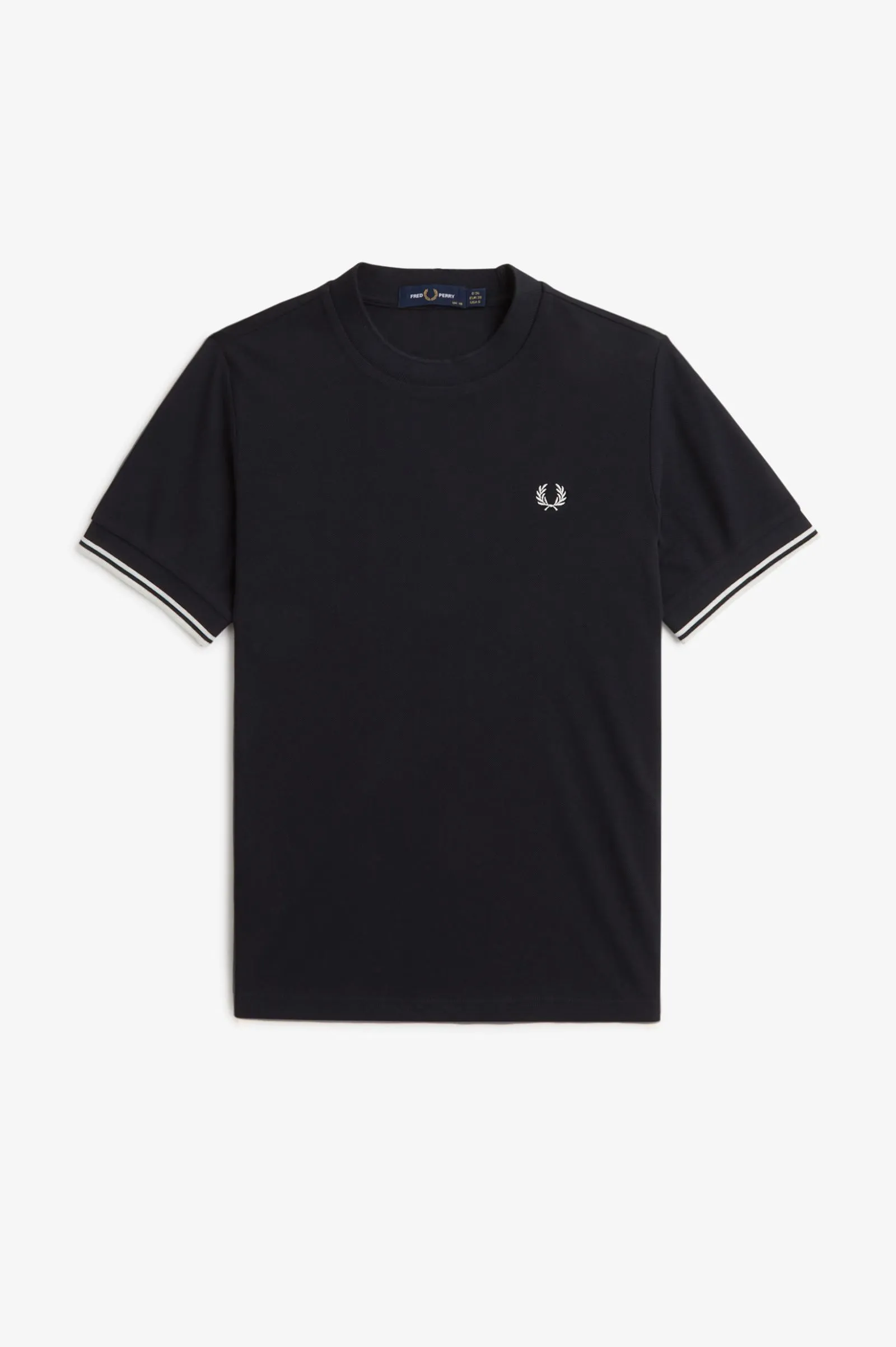 Camiseta de piqué con ribete con dos franjas