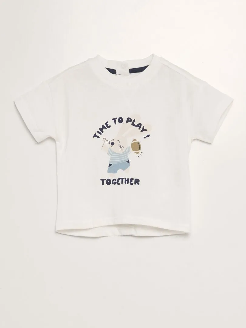 CAMISETA ESTAMPADA DE MANGA CORTA  BLANCO