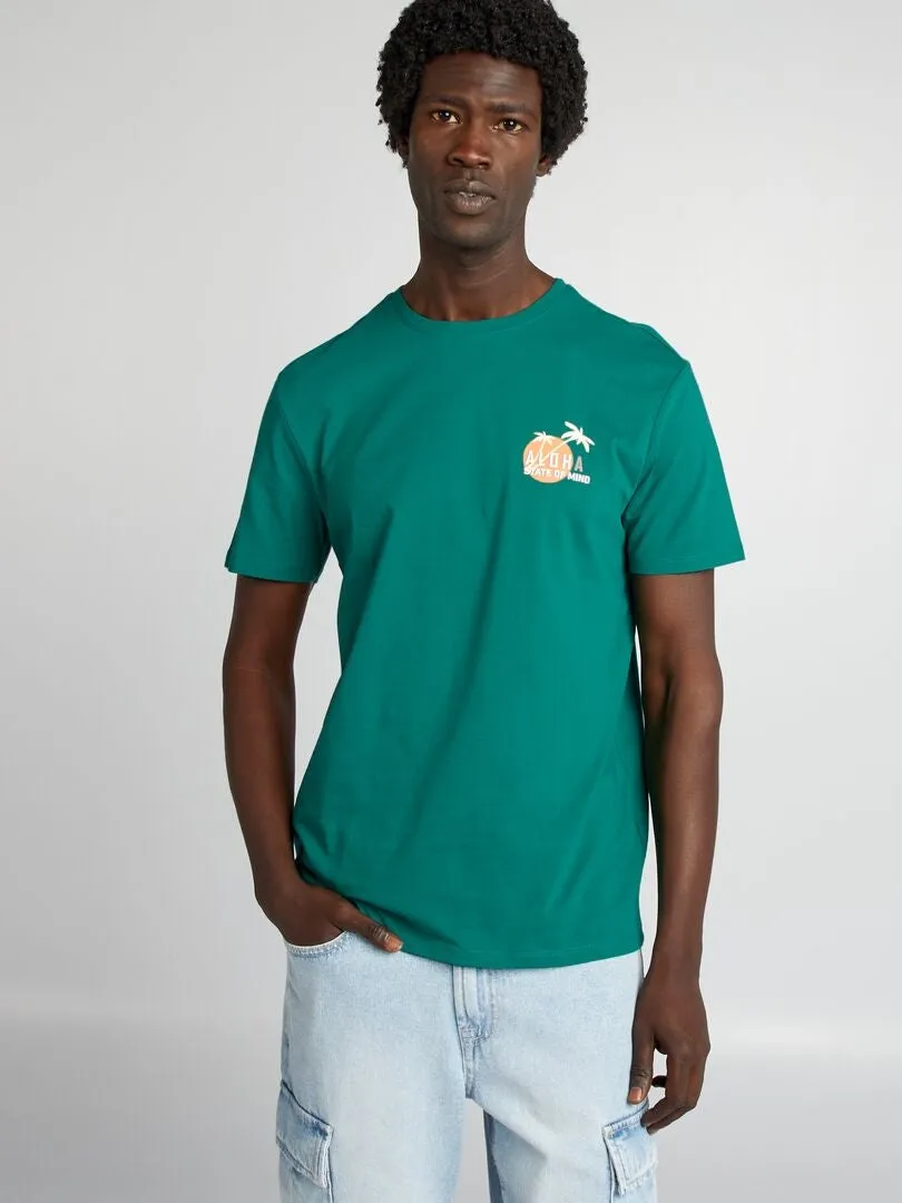 CAMISETA ESTAMPADA DE MANGA CORTA  VERDE