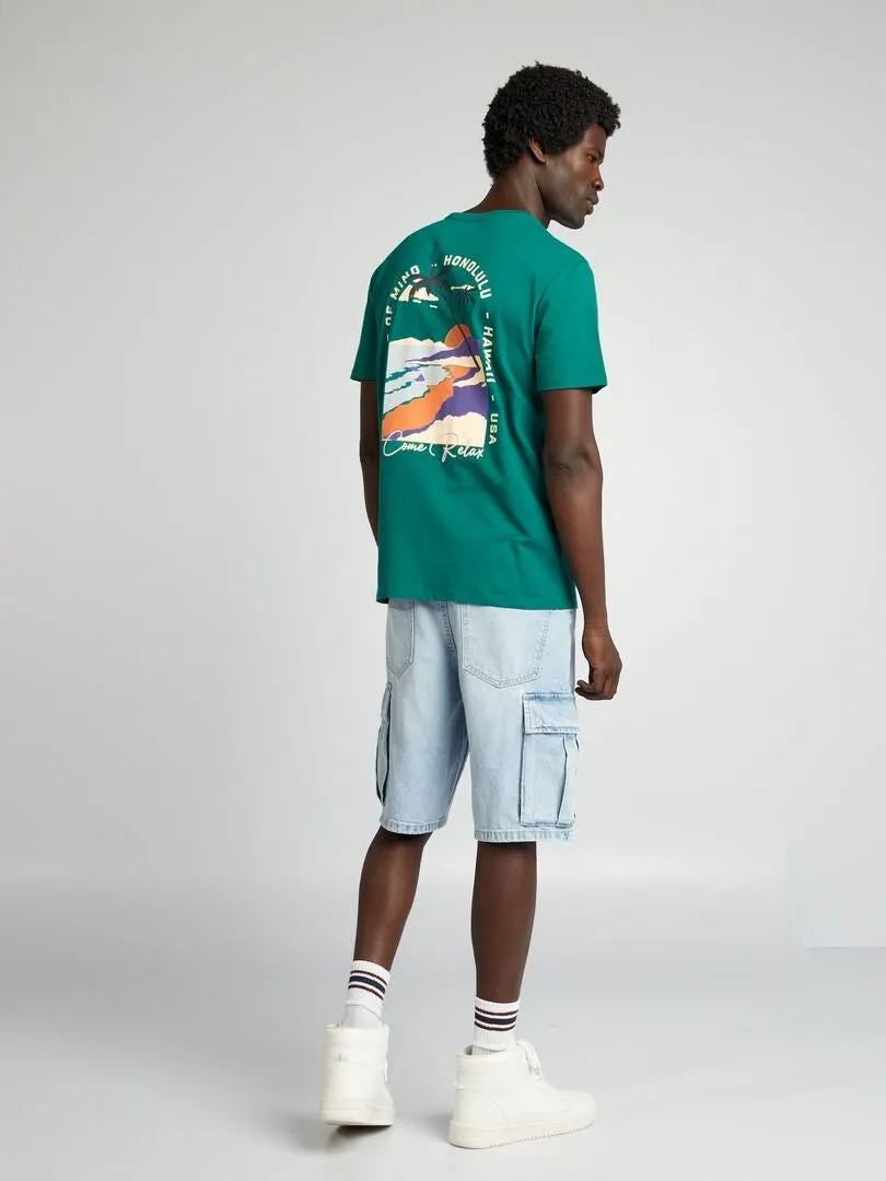 CAMISETA ESTAMPADA DE MANGA CORTA  VERDE