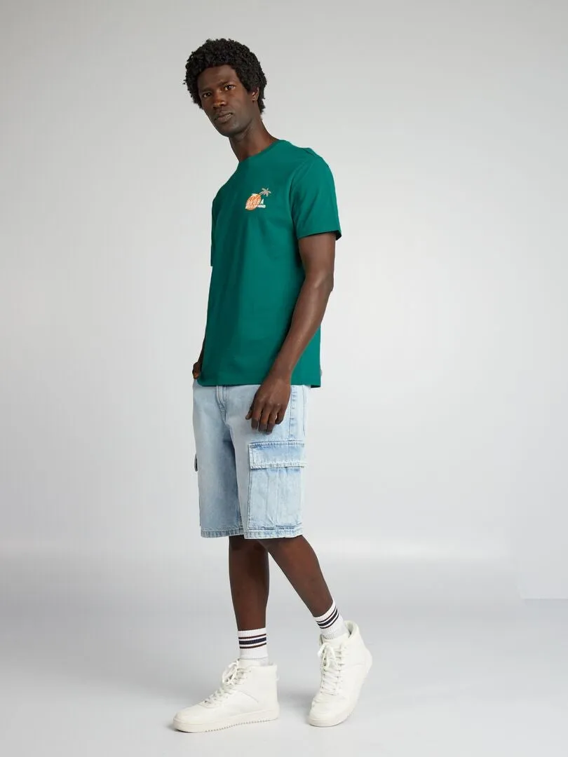 CAMISETA ESTAMPADA DE MANGA CORTA  VERDE