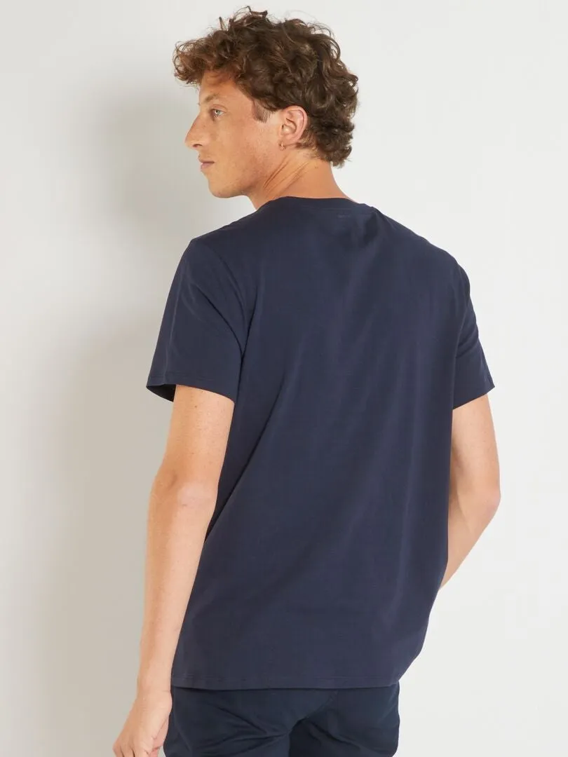 CAMISETA RECTA DE PUNTO LISA  MARINO