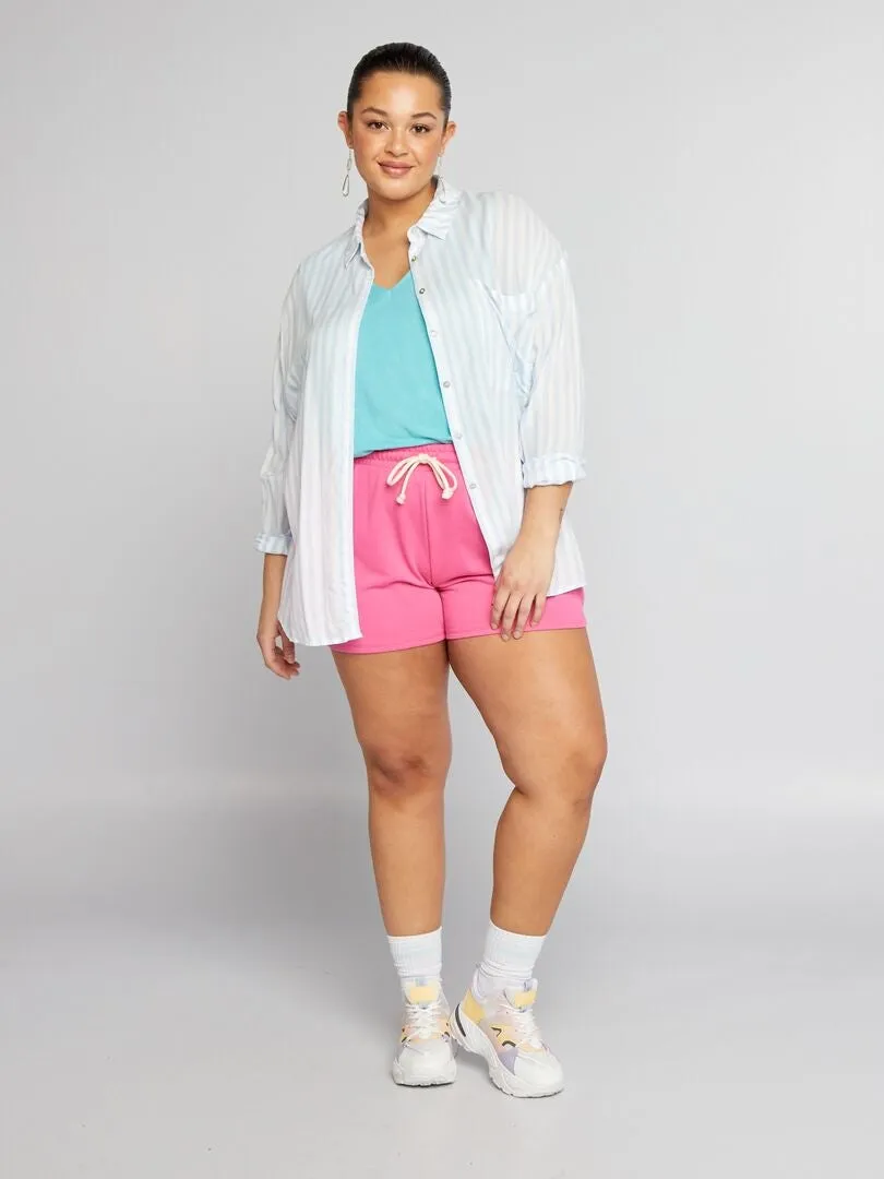 CAMISETA SIN MANGAS CON CUELLO DE PICO SUAVE Y ELáSTICA  AZUL