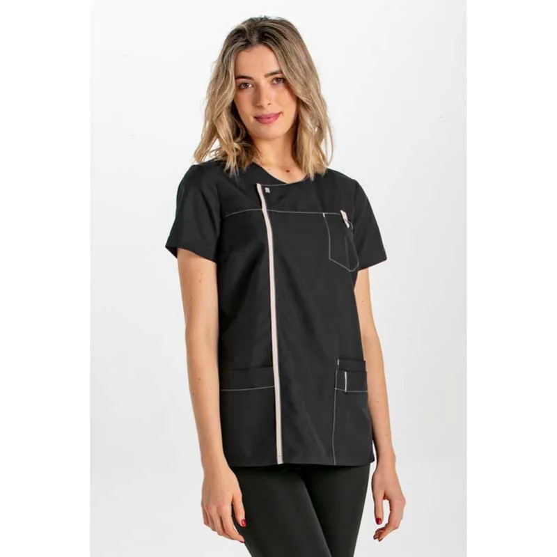 CAMISOLA DE MUJER MICROFIBRA NEGRA CON DETALLE BEIGE  DYNEKE