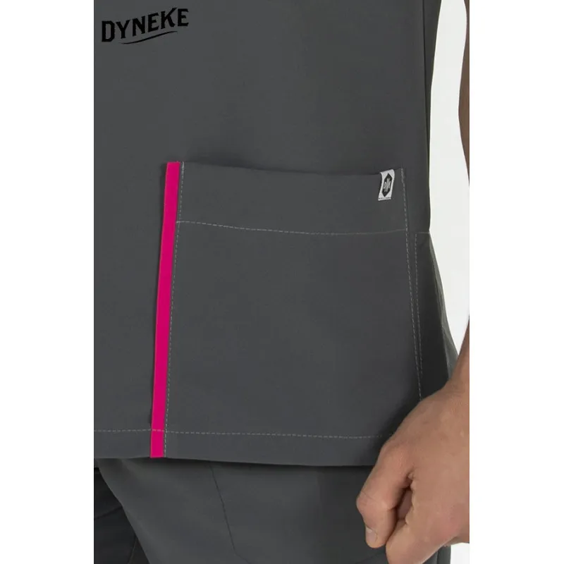 CAMISOLA HOMBRE DE MICROFIBRA GRIS CON DETALLE FUCSIA  DYNEKE