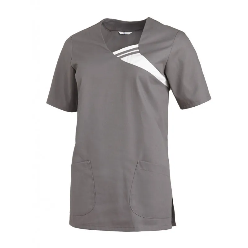 CAMISOLA LABORAL GRIS CON DETALLE EN EL CUELLO LEIBER  OFERTA