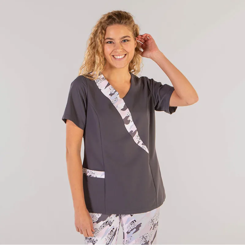 CAMISOLA LABORAL ZAIDA GRIS MARENGO DE MICROFIBRA  GARY'S