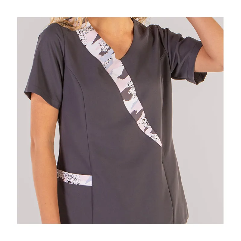 CAMISOLA LABORAL ZAIDA GRIS MARENGO DE MICROFIBRA  GARY'S