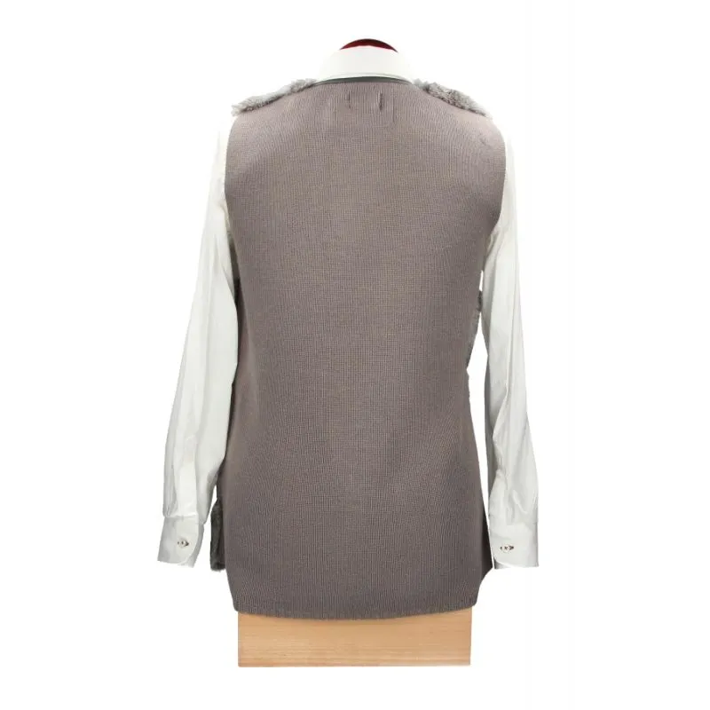 Chaleco mujer pelo gris trasera tricot