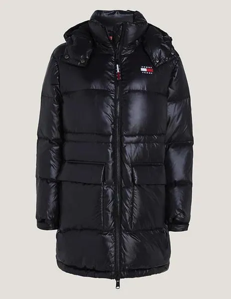 Chaqueta acolchada negra largo midi de Tommy Jeans