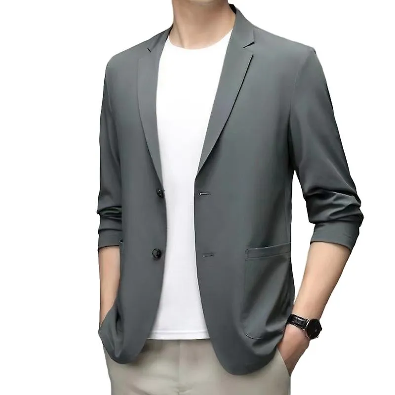 Chaqueta Casual Blazer Deportiva Dos Botones Ligero Slim Fit Chaquetas de Negocios Gris