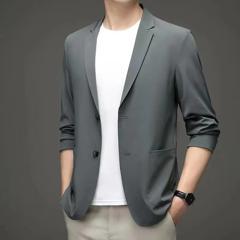 Chaqueta Casual Blazer Deportiva Dos Botones Ligero Slim Fit Chaquetas de Negocios Gris