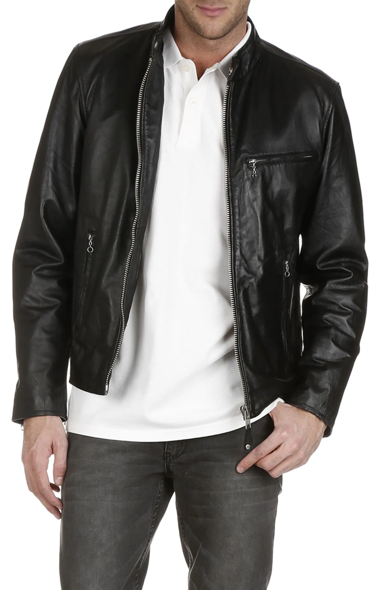 Chaqueta de cuero en negro