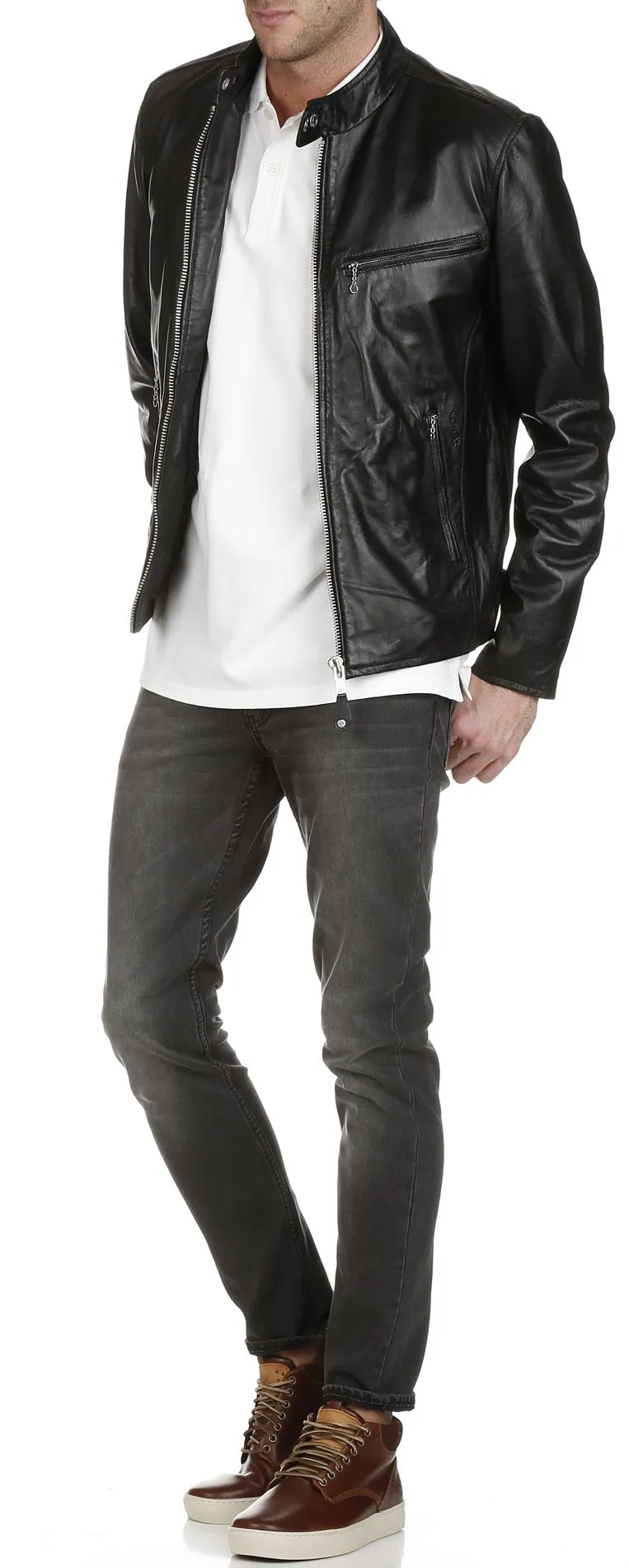 Chaqueta de cuero en negro