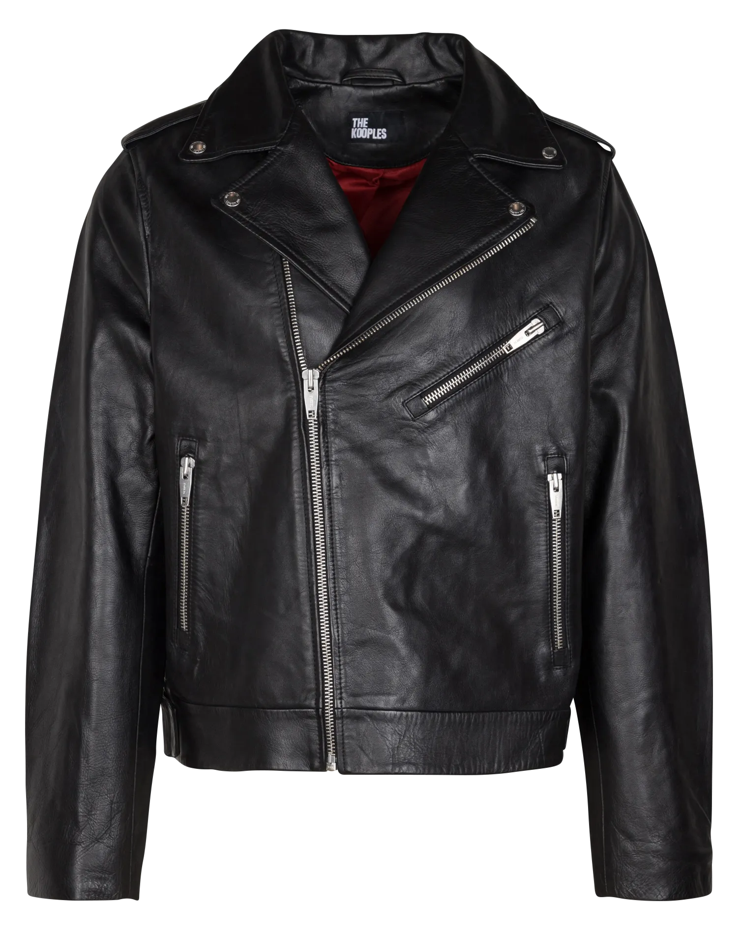 Chaqueta de cuero estilo biker recta en negro
