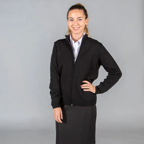 Chaqueta de mujer semi ajustada con cremallera, en tejido de punto fino UNIFORMES GARY'S 103100