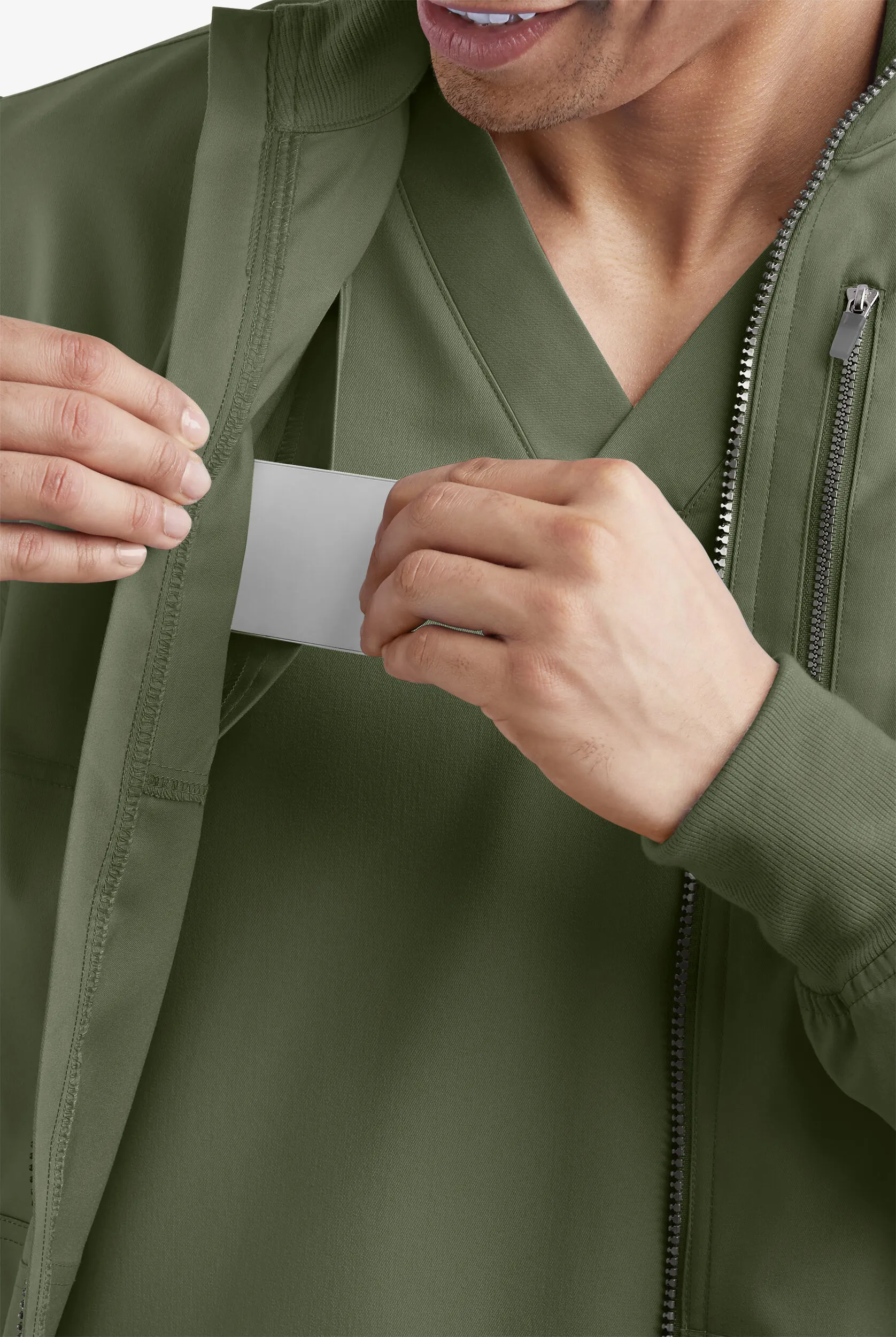 Chaqueta médica abrigada UA Advantage STRETCH con cremallera y 4 bolsillos para hombre