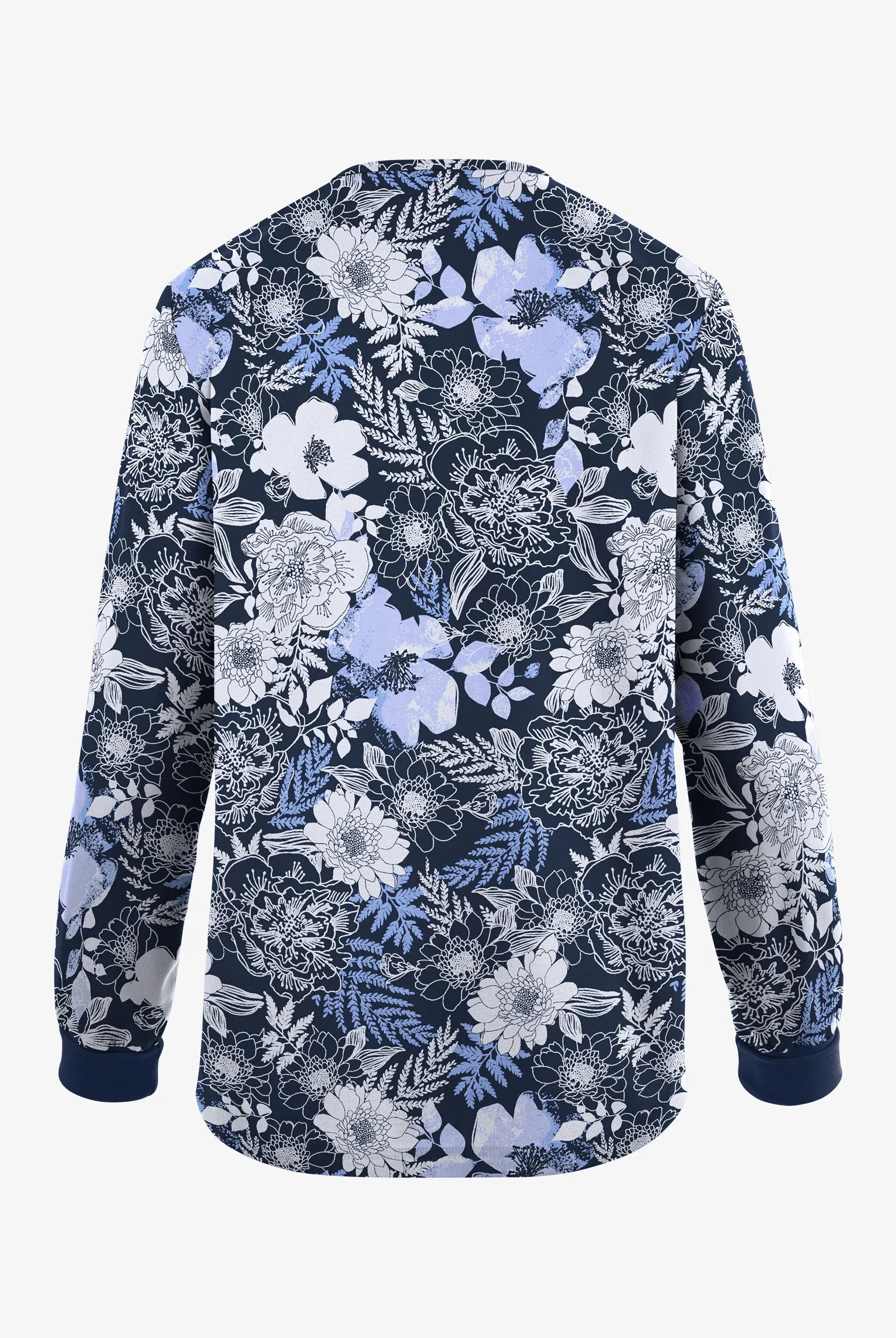 CHAQUETA M&EACUTE;DICA ESTAMPADA BUTTERSOFT ORIGINALS DREAMY GARDEN NAVY CON 3 BOLSILLOS PARA MUJER