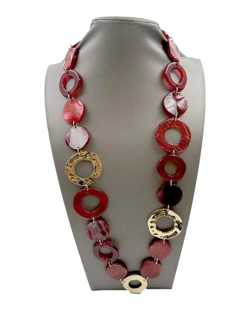 COLLARES DE BISUTERIA LARGOS EN TONOS ROJOS Y GRANATES