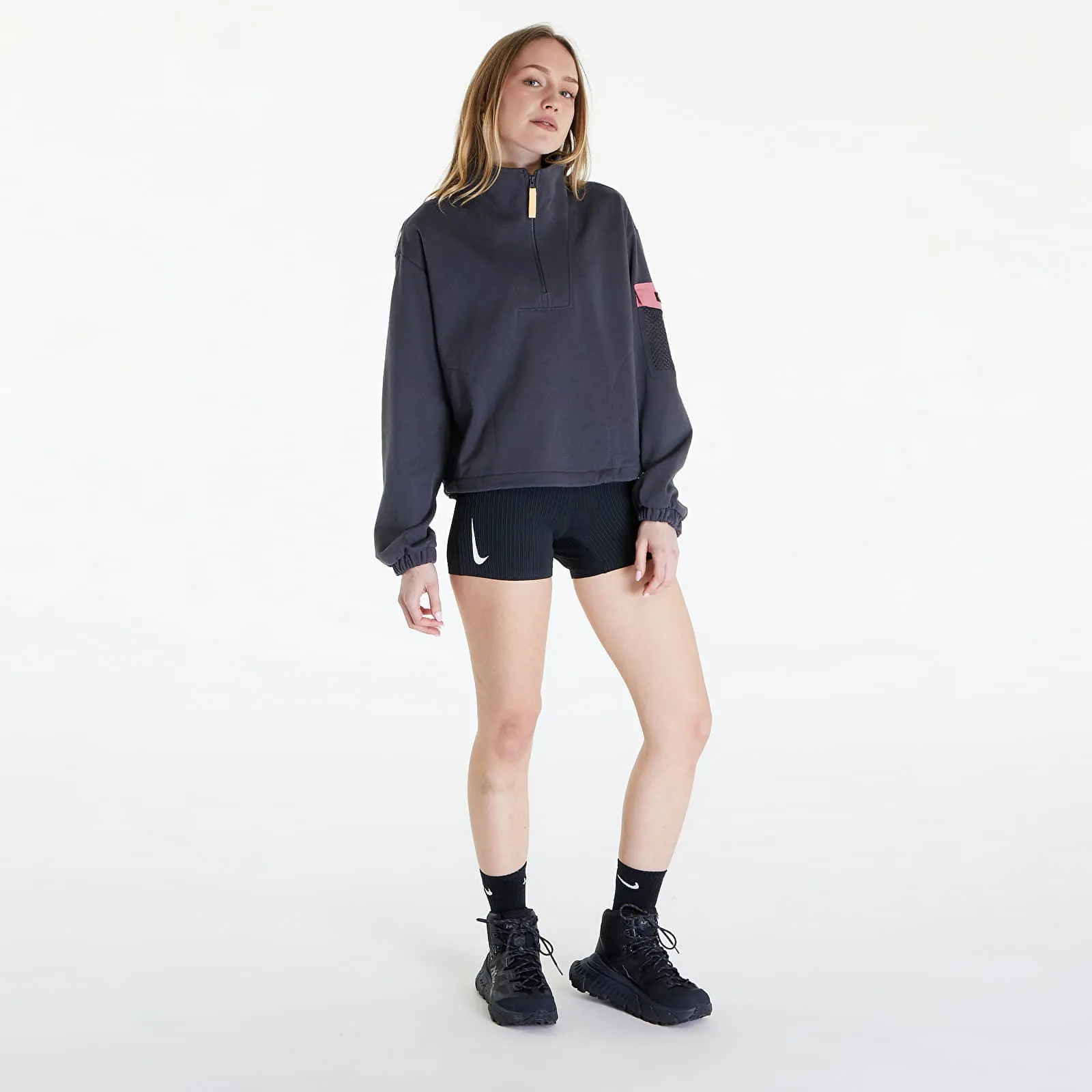 Columbia Painted Peak Cropped Sweatshirt Shark/ Pink Agave