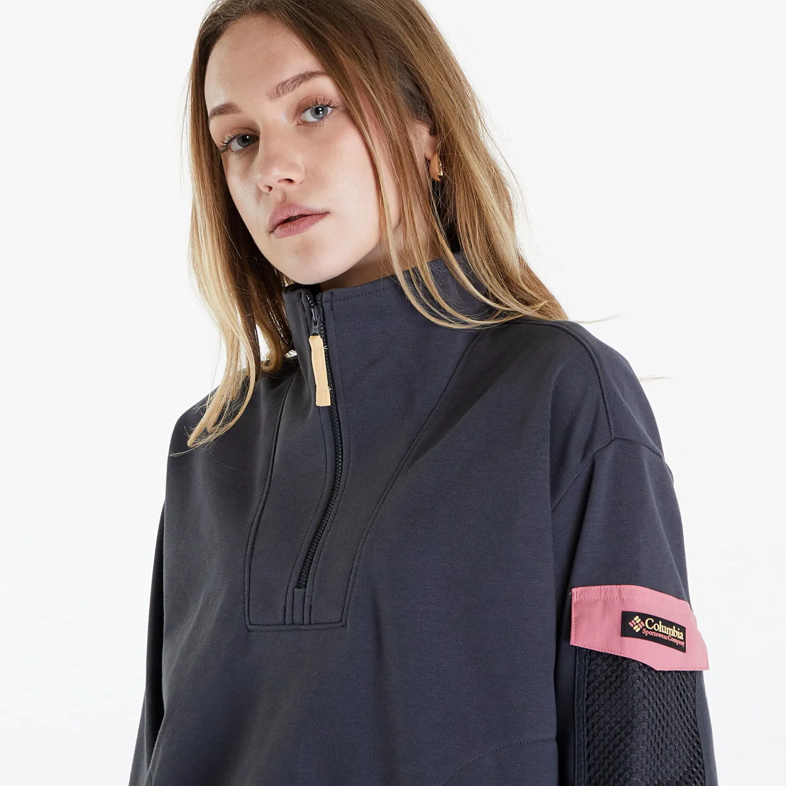 Columbia Painted Peak Cropped Sweatshirt Shark/ Pink Agave