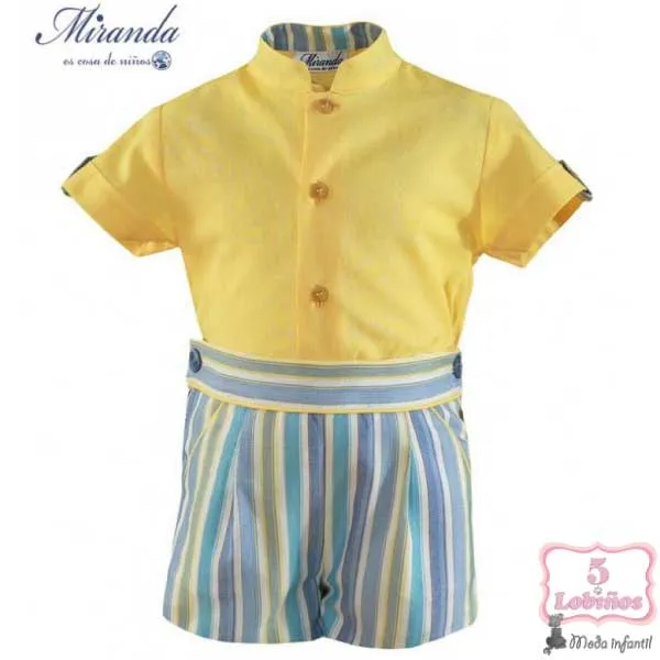 CONJUNTO  BEBE NIÑO RAYAS AZUL Miranda