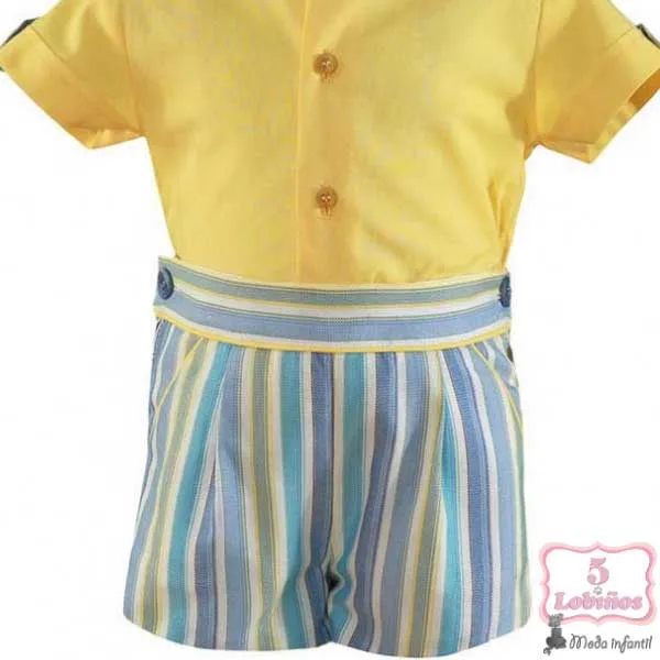 CONJUNTO  BEBE NIÑO RAYAS AZUL Miranda