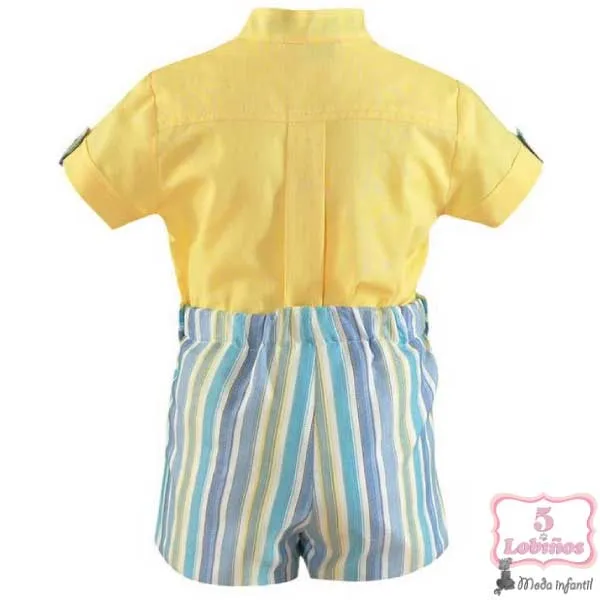 CONJUNTO  BEBE NIÑO RAYAS AZUL Miranda