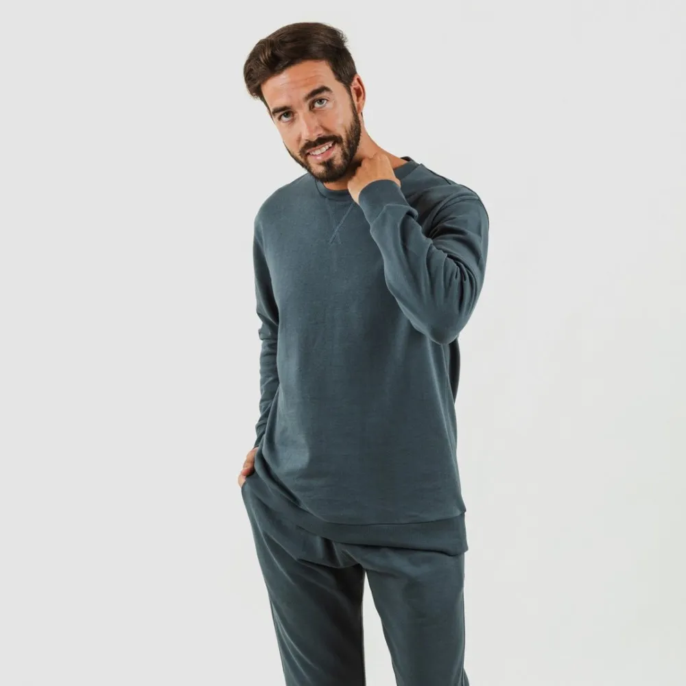 Conjunto deportivo largo algodón hombre verde menta