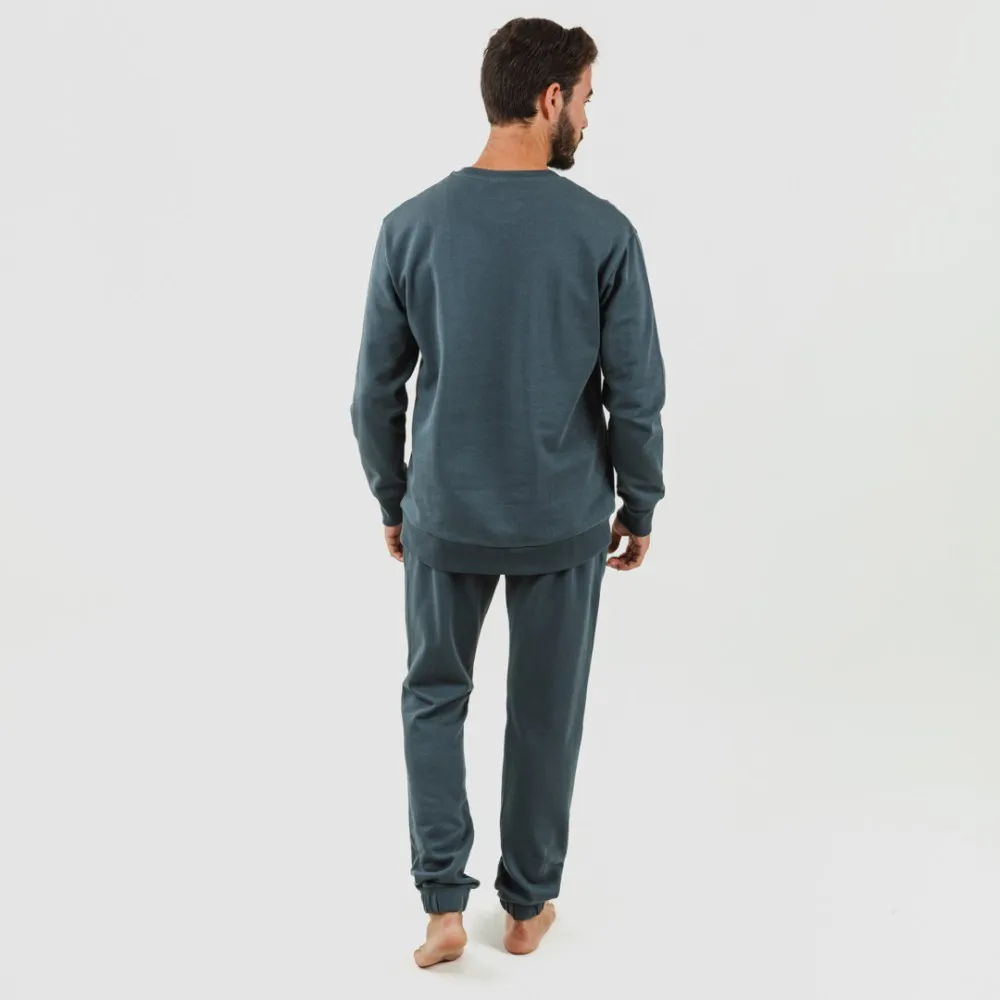 Conjunto deportivo largo algodón hombre verde menta