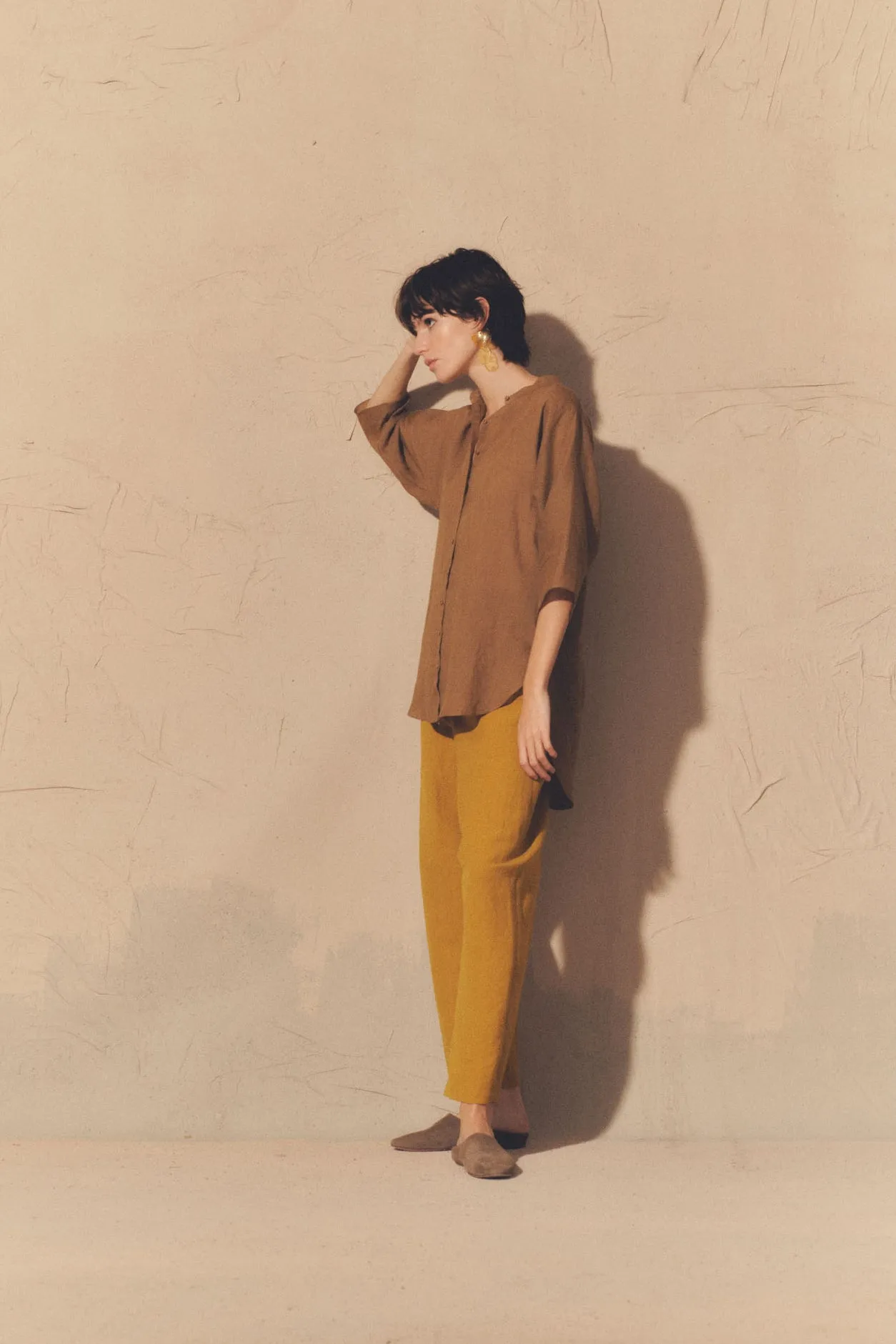 Dakota, turmeric linen and virgin wool pants