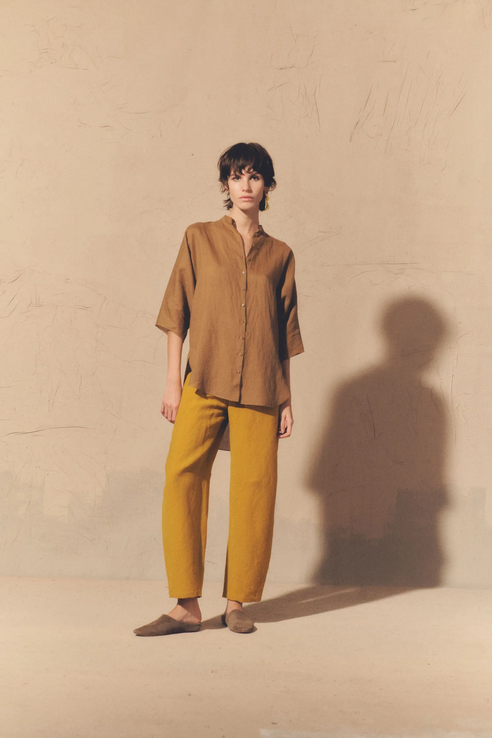 Dakota, turmeric linen and virgin wool pants