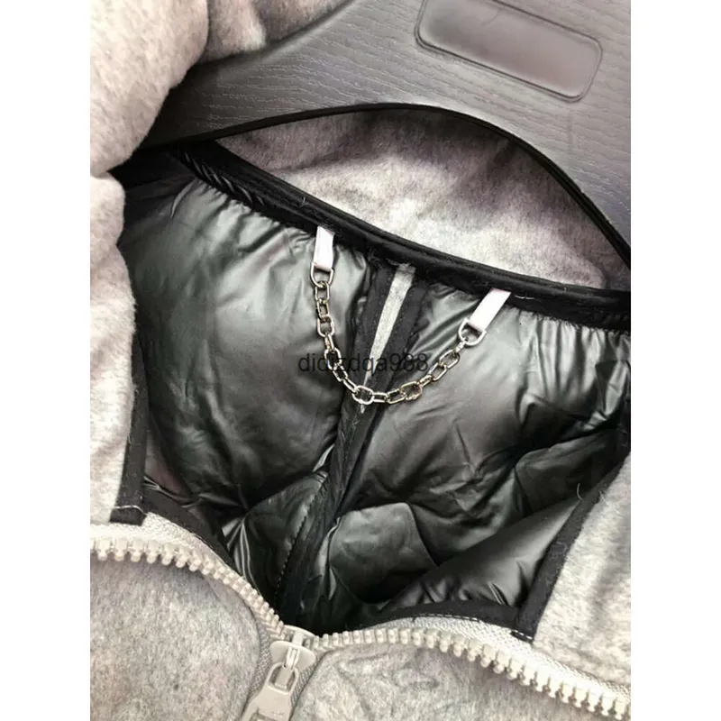 Diseñador para hombre Invierno Down Jacket Parkas manga larga tibia de color gris claro blanco