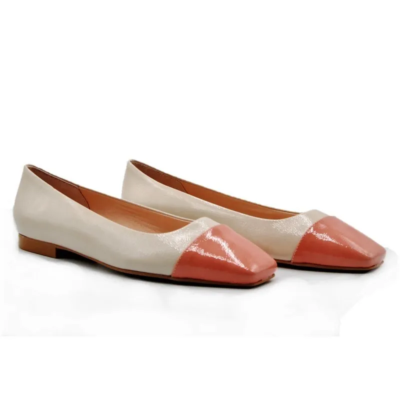 DUIT 5100 Beige y rosa Francesita vestir charol plana