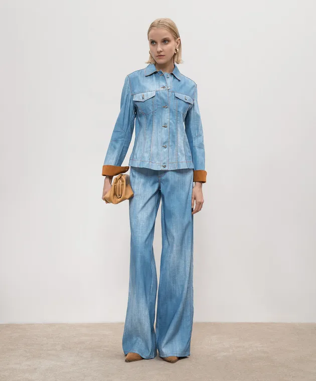 Ermanno Scervino Blue pants with a worn effect