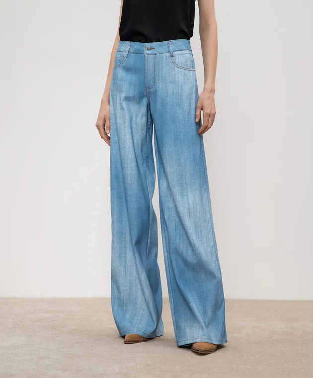 Ermanno Scervino Blue pants with a worn effect