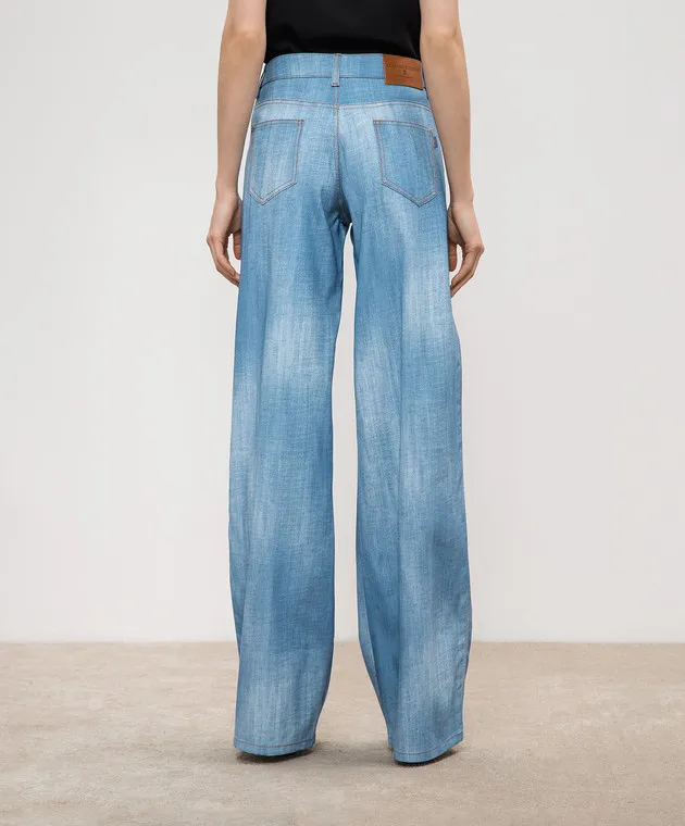 Ermanno Scervino Blue pants with a worn effect