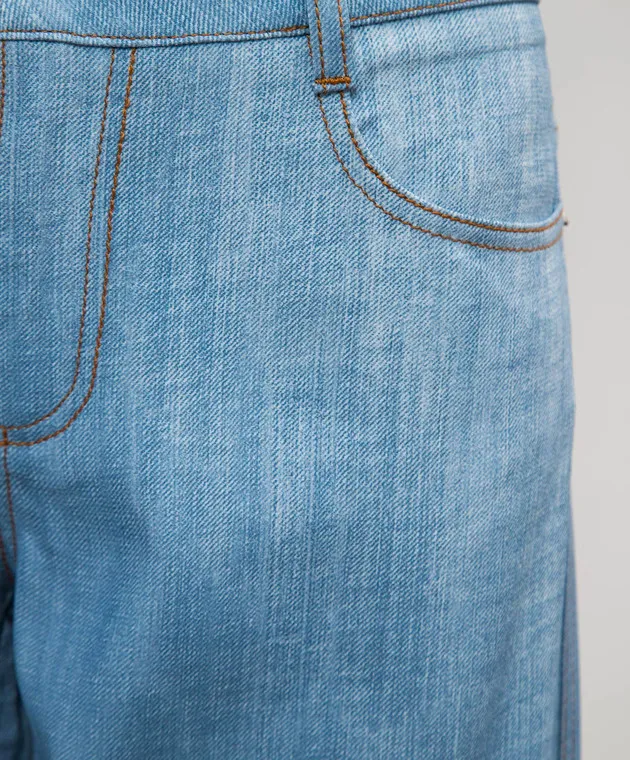 Ermanno Scervino Blue pants with a worn effect