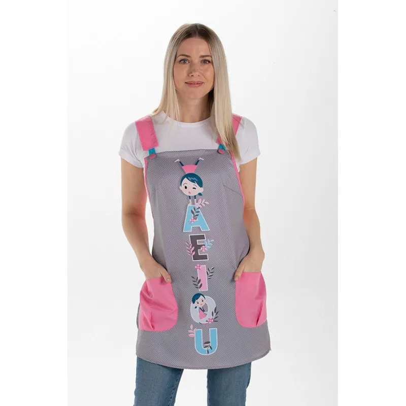 ESTOLA DE MAESTRA ROSA Y GRIS VOCALES  DYNEKE