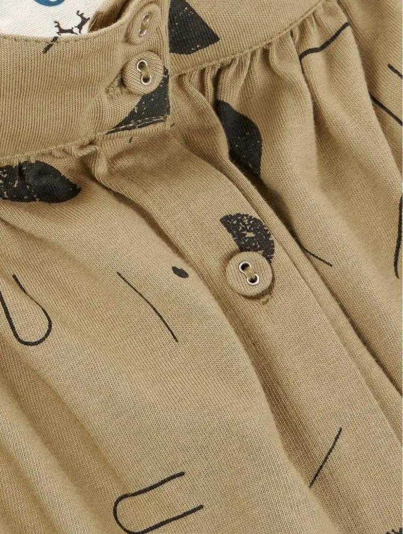 Falda midi beige estampado sideral de algodón orgánico