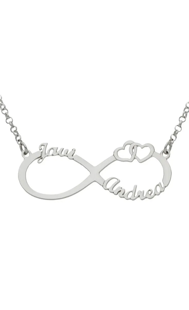 Gargantilla personalizada oro blanco 18 Ktes infinito con nombres 287_G985