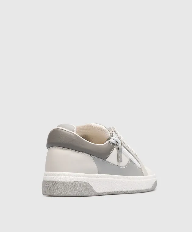 Giuseppe Zanotti Cz94 Gray Leather Logo Sneakers
