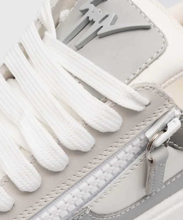 Giuseppe Zanotti Cz94 Gray Leather Logo Sneakers