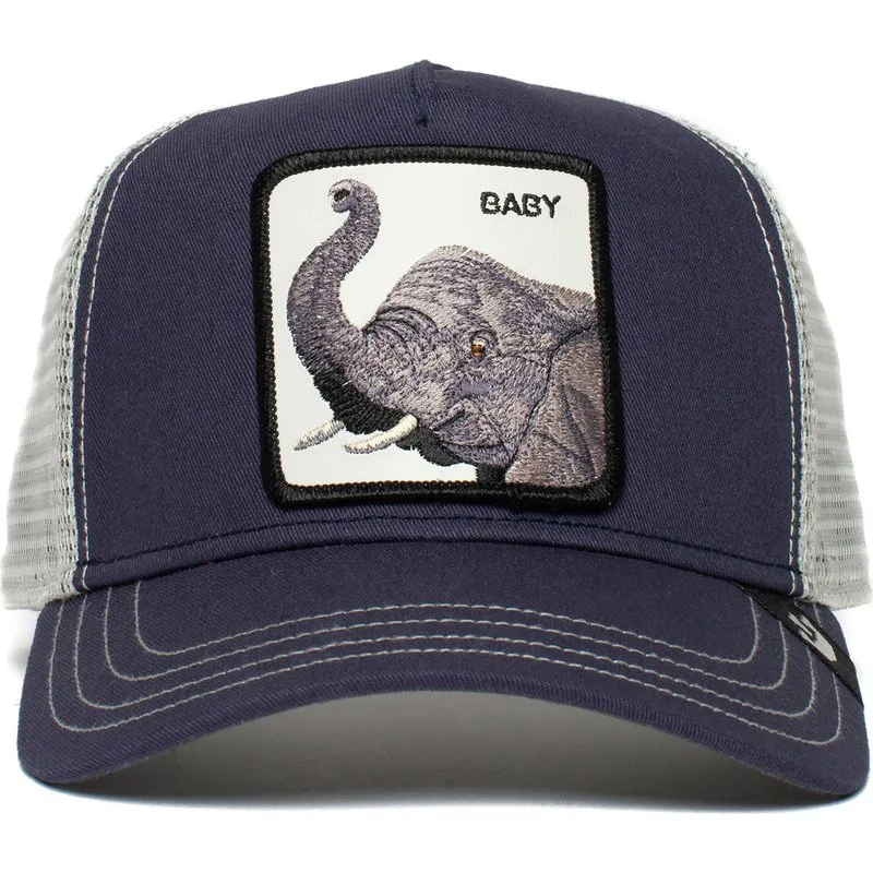 Gorra animales GOORIN BROS BABY Trucker rejilla y ajustable Elephant  Navy azul marino y gris elefante bebe