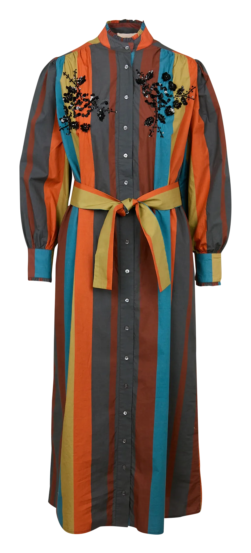 HAPPY  VESTIDO CAMISERO DE CUELLO ALTO DE ALGODóN EN NARANJA