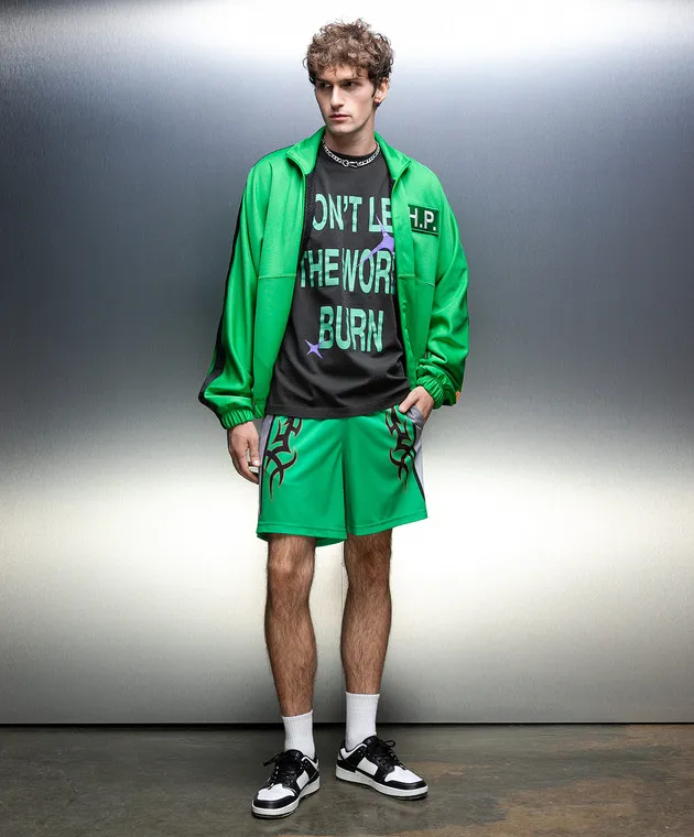 HERON PRESTON GREEN TSHIRT WITH A PRINT