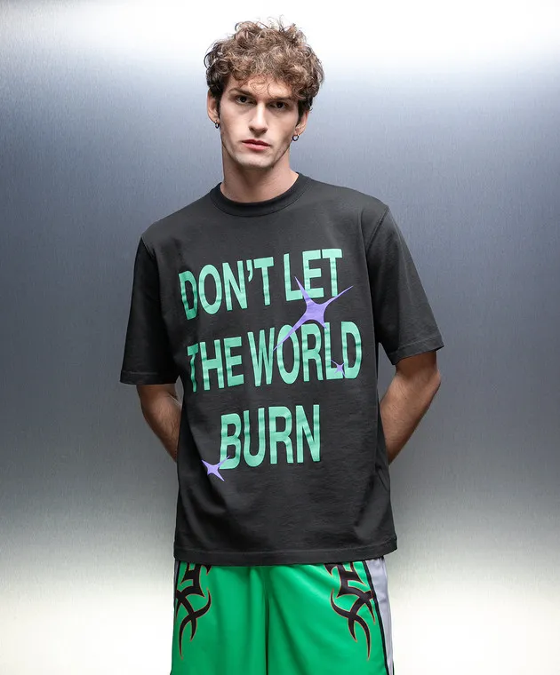 HERON PRESTON GREEN TSHIRT WITH A PRINT