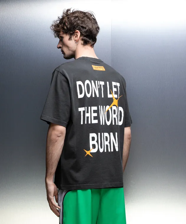 HERON PRESTON GREEN TSHIRT WITH A PRINT