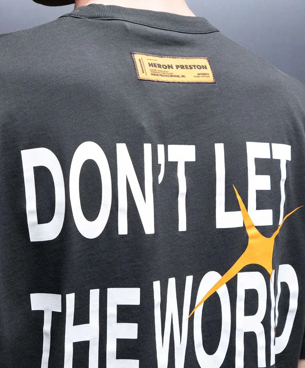 HERON PRESTON GREEN TSHIRT WITH A PRINT